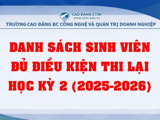 Danh sách sinh viên thi lại học kỳ 2 năm học 2025-2026